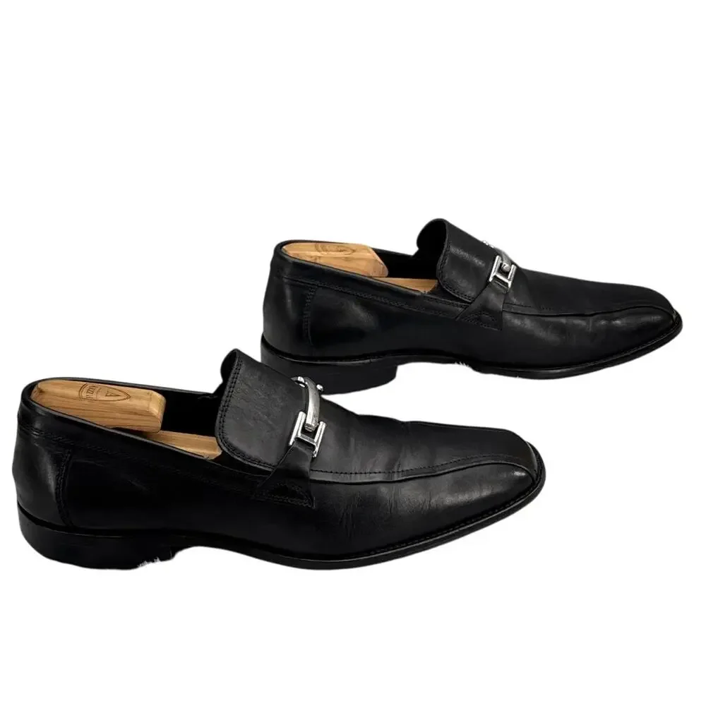 Johnston & Murphy Black Leather Horsebit Almond Toe Slip On Dressy Loafer Men 9